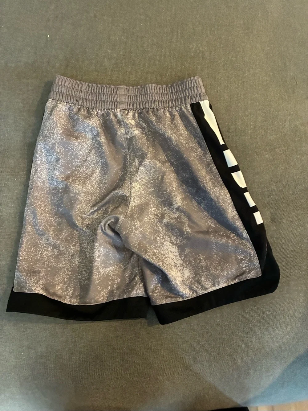 Nike Gray and Black Boys' Athletic Shorts with White Swoosh